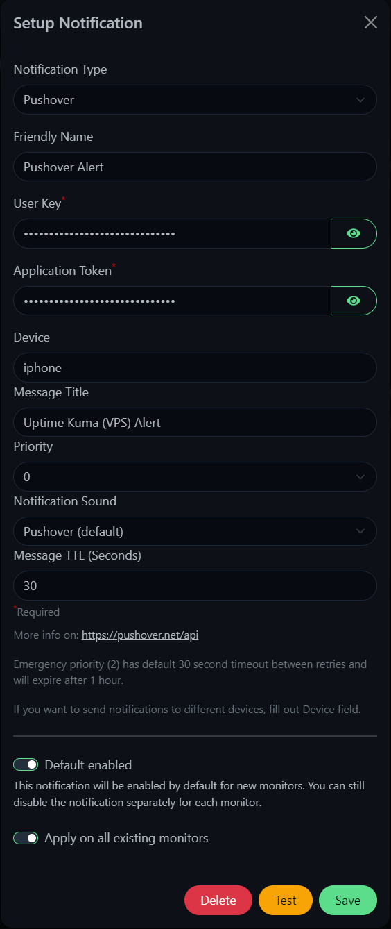 Homelab Push Notifications Using Uptime Kuma and Pushover